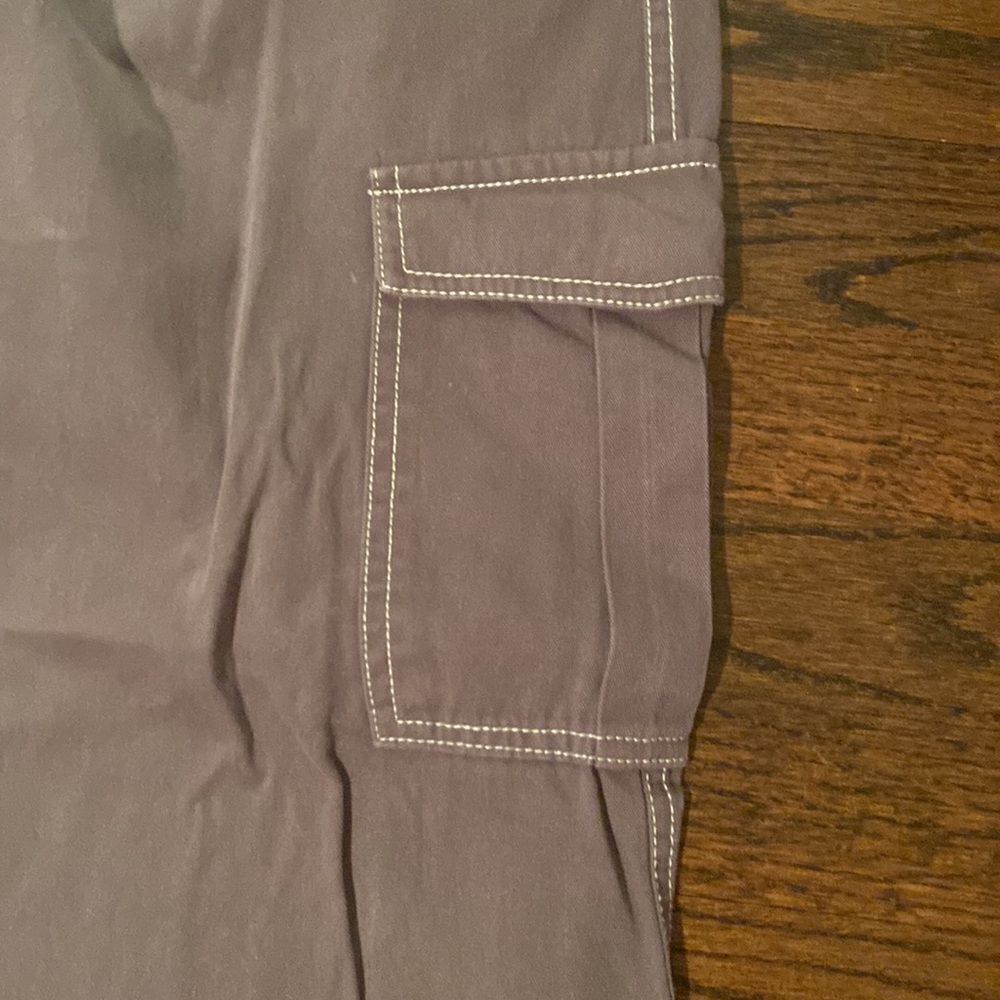 FULL TILT Small Contrast Stitch Gray Cargo Pants Straight Leg Pockets - Picture 6 of 9